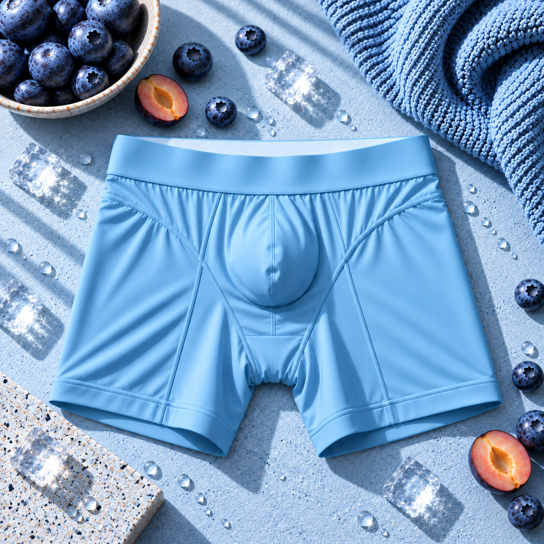 Men's hybrid boxer briefs - Mid Length - Light Blue (Blue Without You) - flat lay