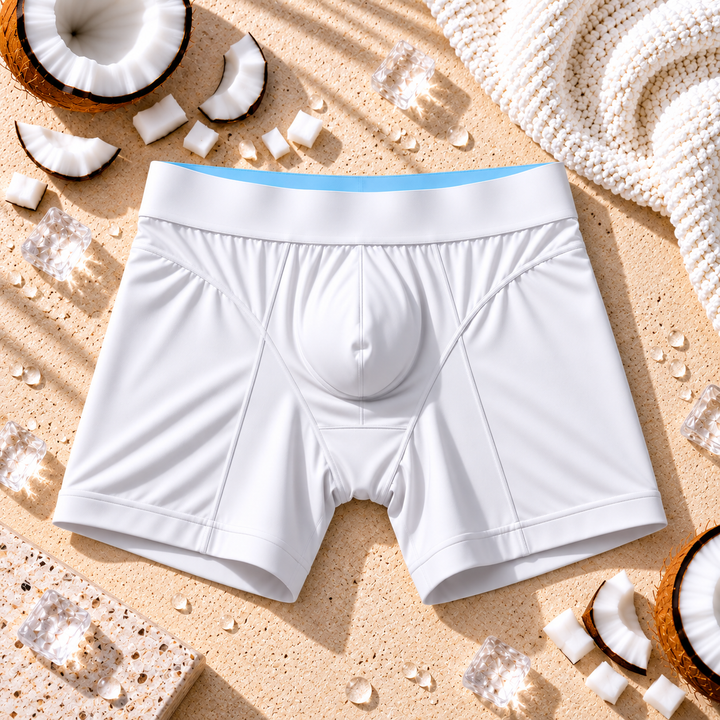 Men's hybrid boxer briefs - Mid Length - White (White Noise) - flat lay