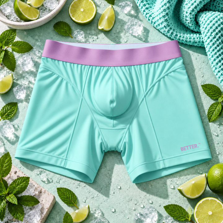 Men's hybrid boxer briefs - Mid Length - Mint Green (Mint Condition) - flat lay