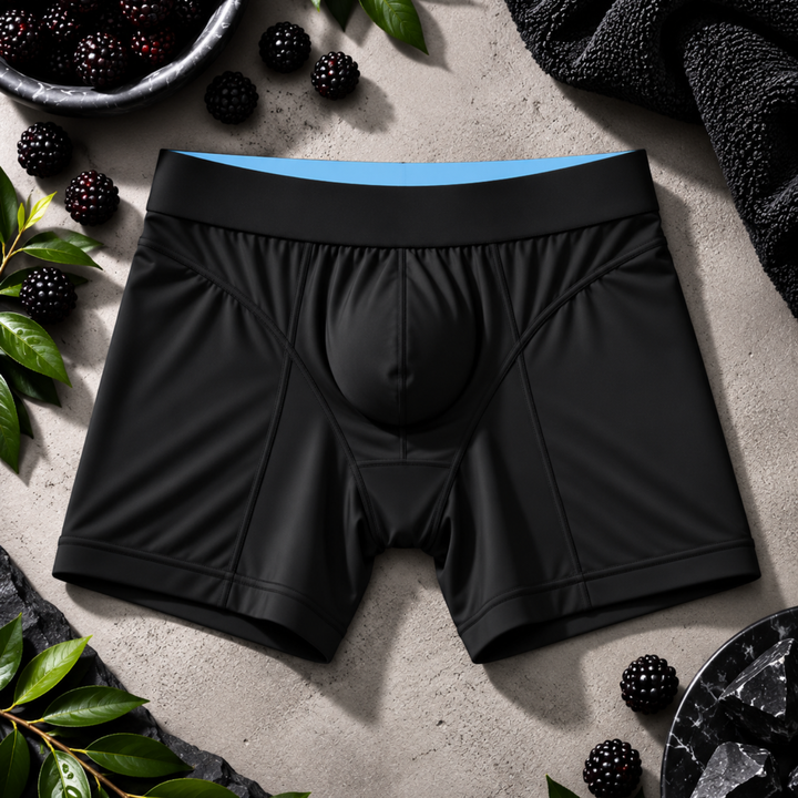 Men's hybrid boxer briefs - Mid Length - Black (Night Rider) - flat lay
