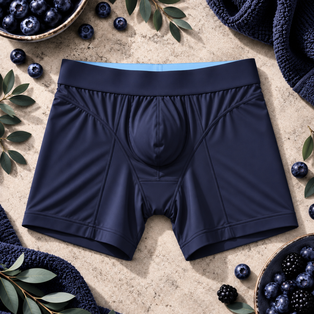 Men's hybrid boxer briefs - Mid Length - Navy Blue (In The Navy) - flat lay