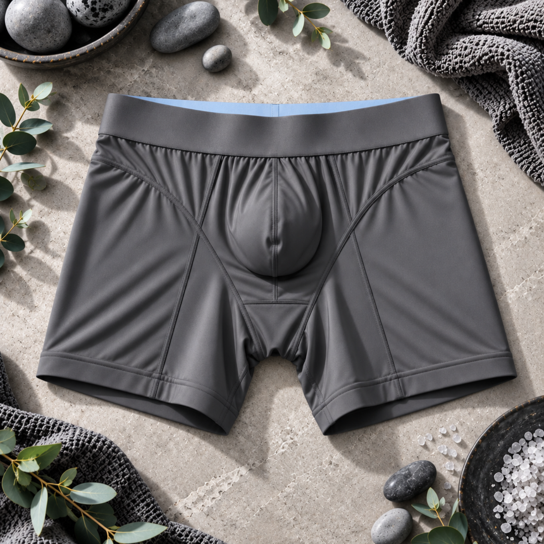 Men's hybrid boxer briefs - Mid Length - Grey (Grey Area) - flat lay